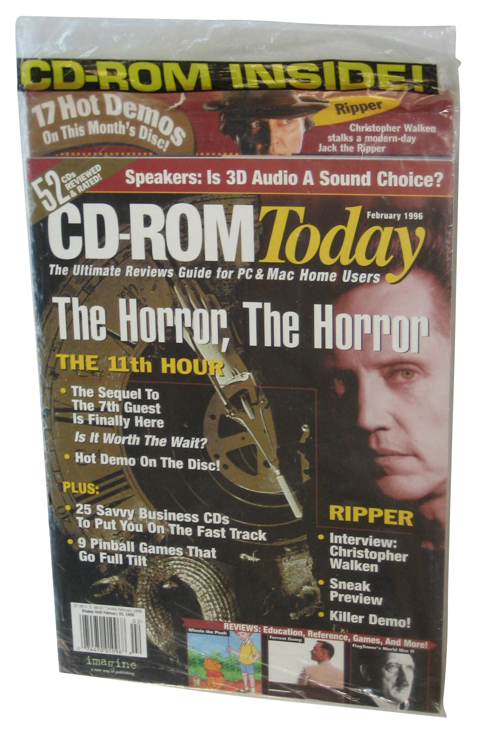 CD-Rom Today February 1996 PC & Mac Magazine Book - (Christopher Walken Cover)