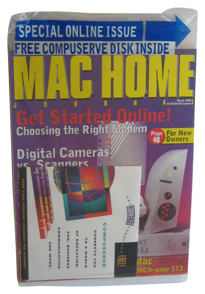 Mac Home Journal March 1996 Sealed Magazine Book w/ Compuserve Disk CD