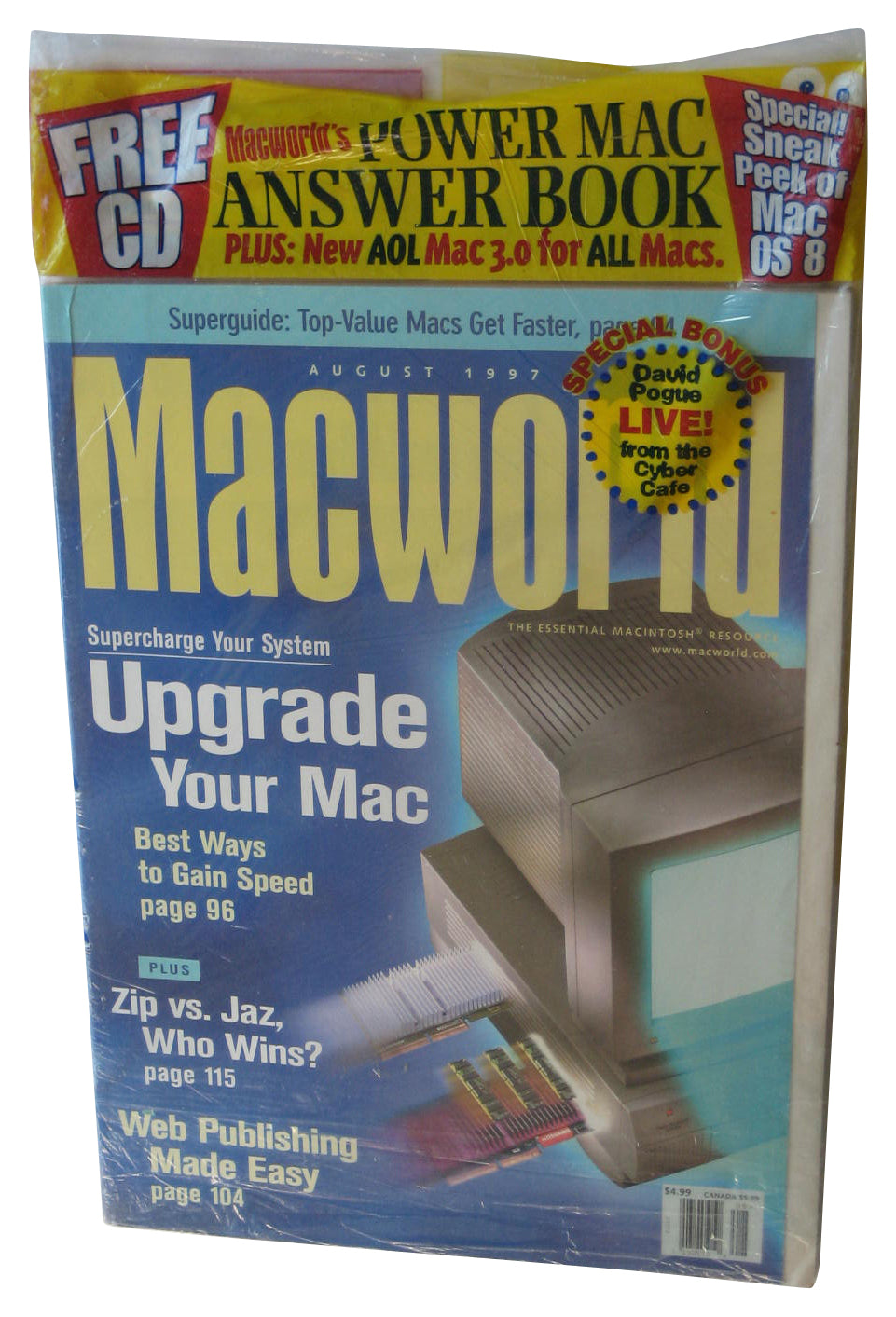 Macworld August 1997 PC & Mac Magazine Book w/ CD - (Supercharge Your System Upgrade Cover)