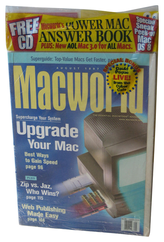 Macworld August 1997 PC & Mac Magazine Book w/ CD - (Supercharge Your System Upgrade Cover)