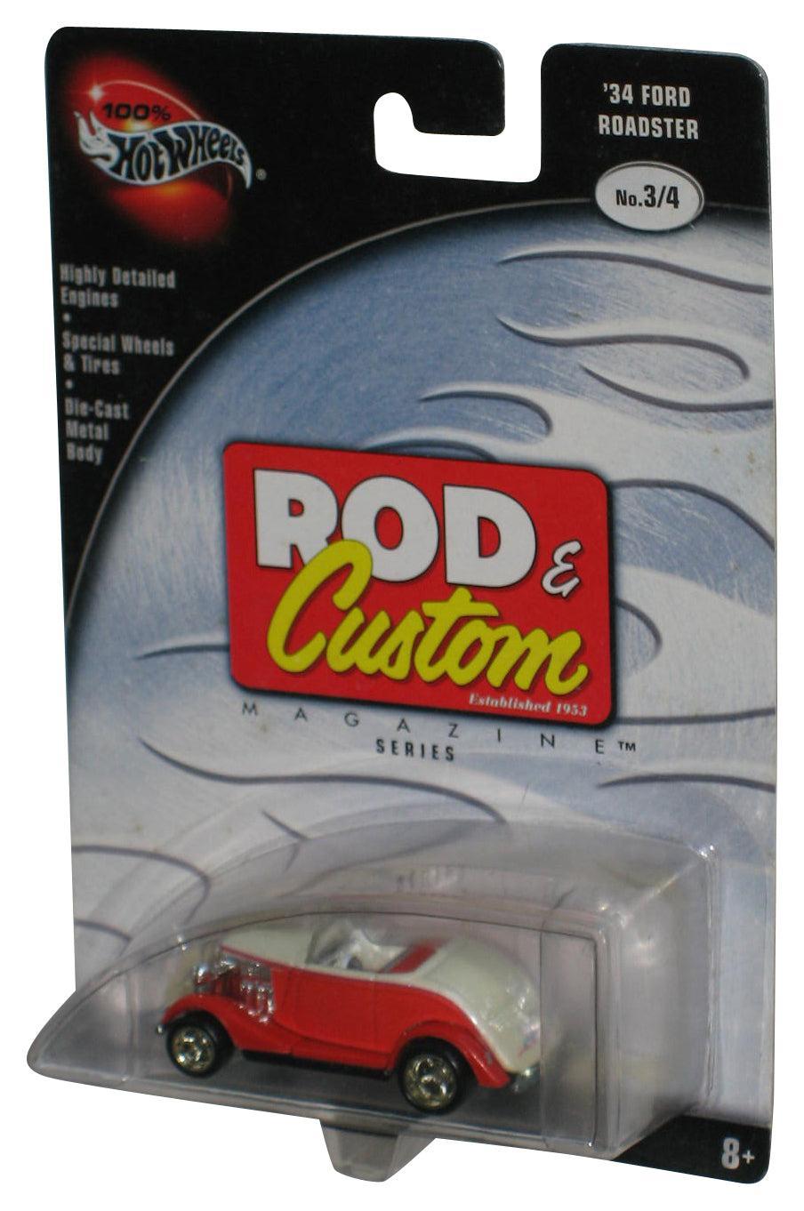Hot Wheels Rod & Custom Magazine Series (2002) Red '34 Road Roadster Toy Car 3/4