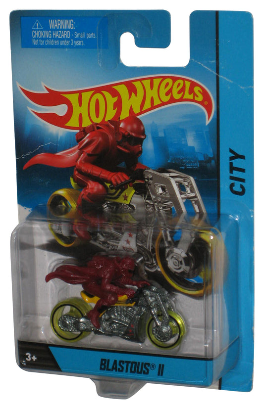 Hot Wheels City (2013) Red & Yellow Blastous II Motorcycle Bike Toy