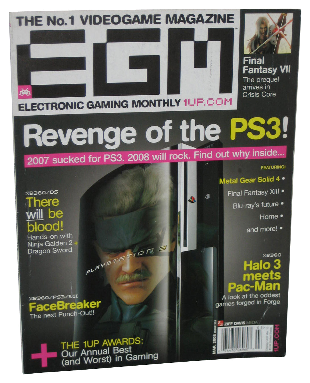 Electronic Gaming Monthly EGM Revenge of The PS3 March 2008 Magazine Book - (Metal Gear Solid 4 Cover)