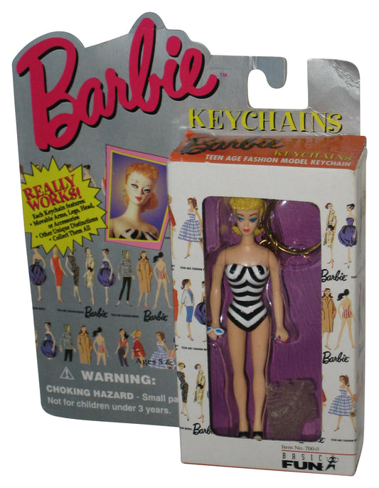 Barbie Blonde Striped Swimsuit (1995) Basic Fun Really Works Figure Keychain 700-0