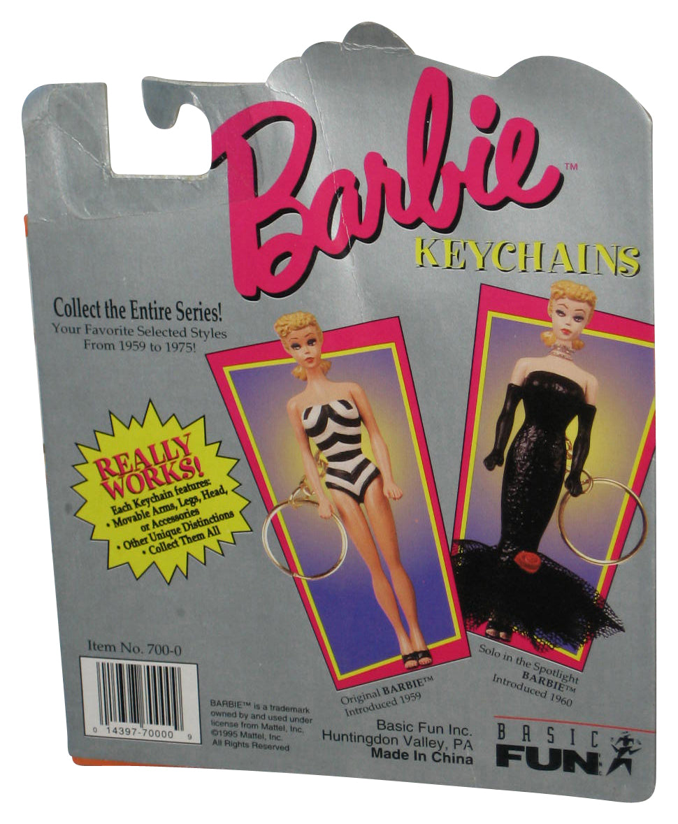 Barbie Blonde Striped Swimsuit (1995) Basic Fun Really Works Figure Keychain 700-0