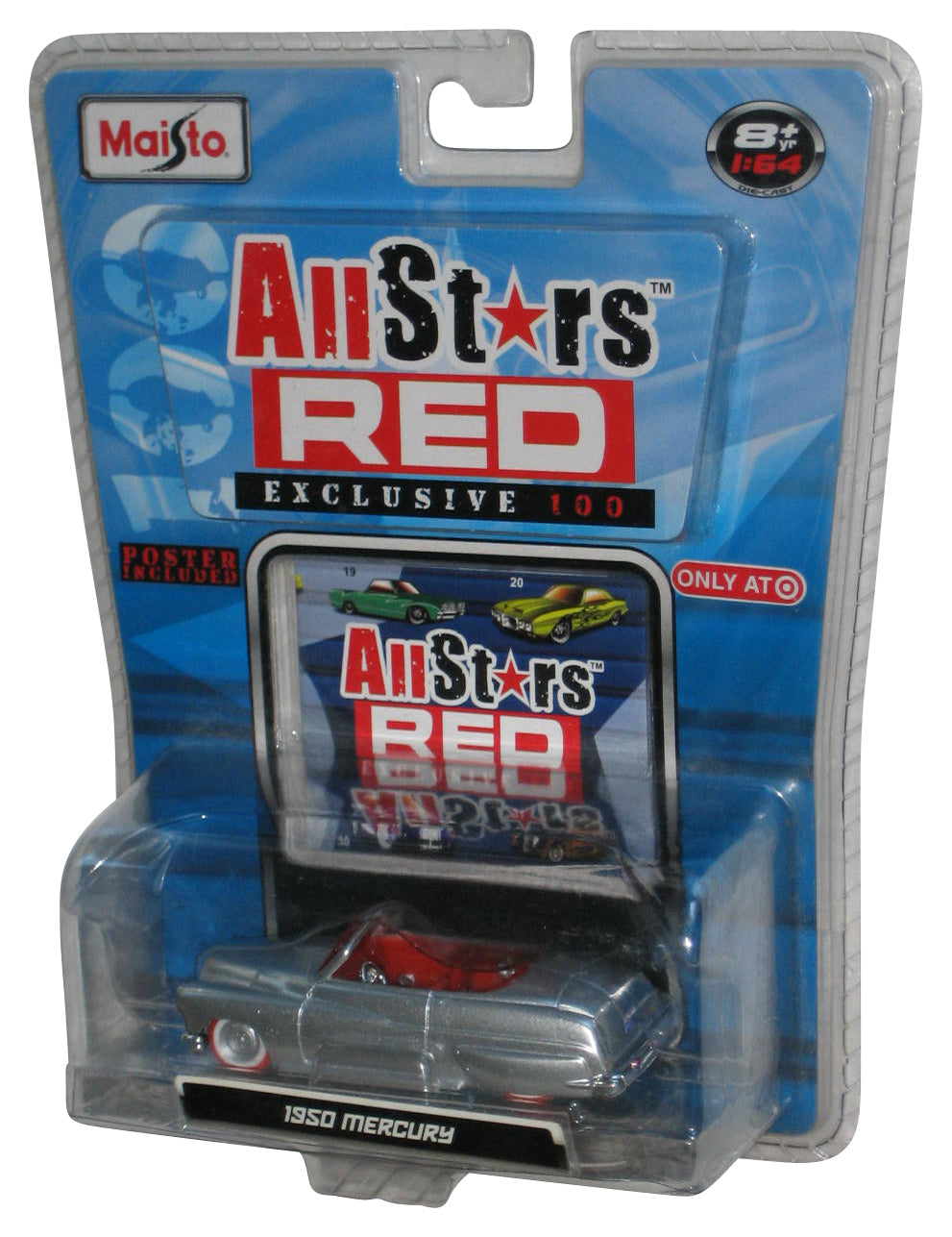Maisto All Stars Red Exclusive (2008) Silver 1950 Mercury Toy Car - (Target Exclusive)