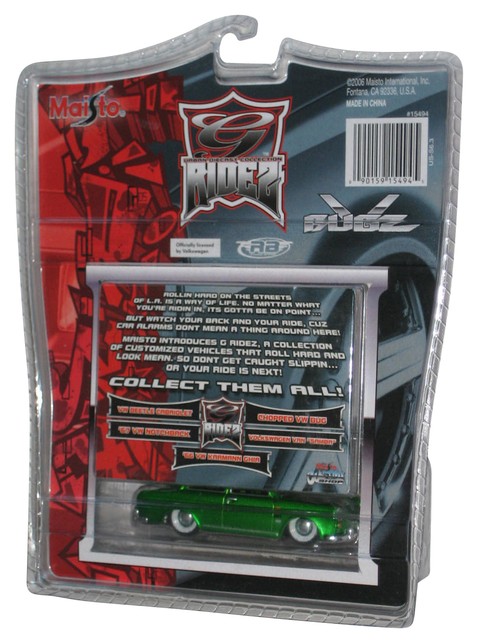 Maisto Urban Diecast Ridez Bugz (2006) Green '67 VW Notchback Toy Car