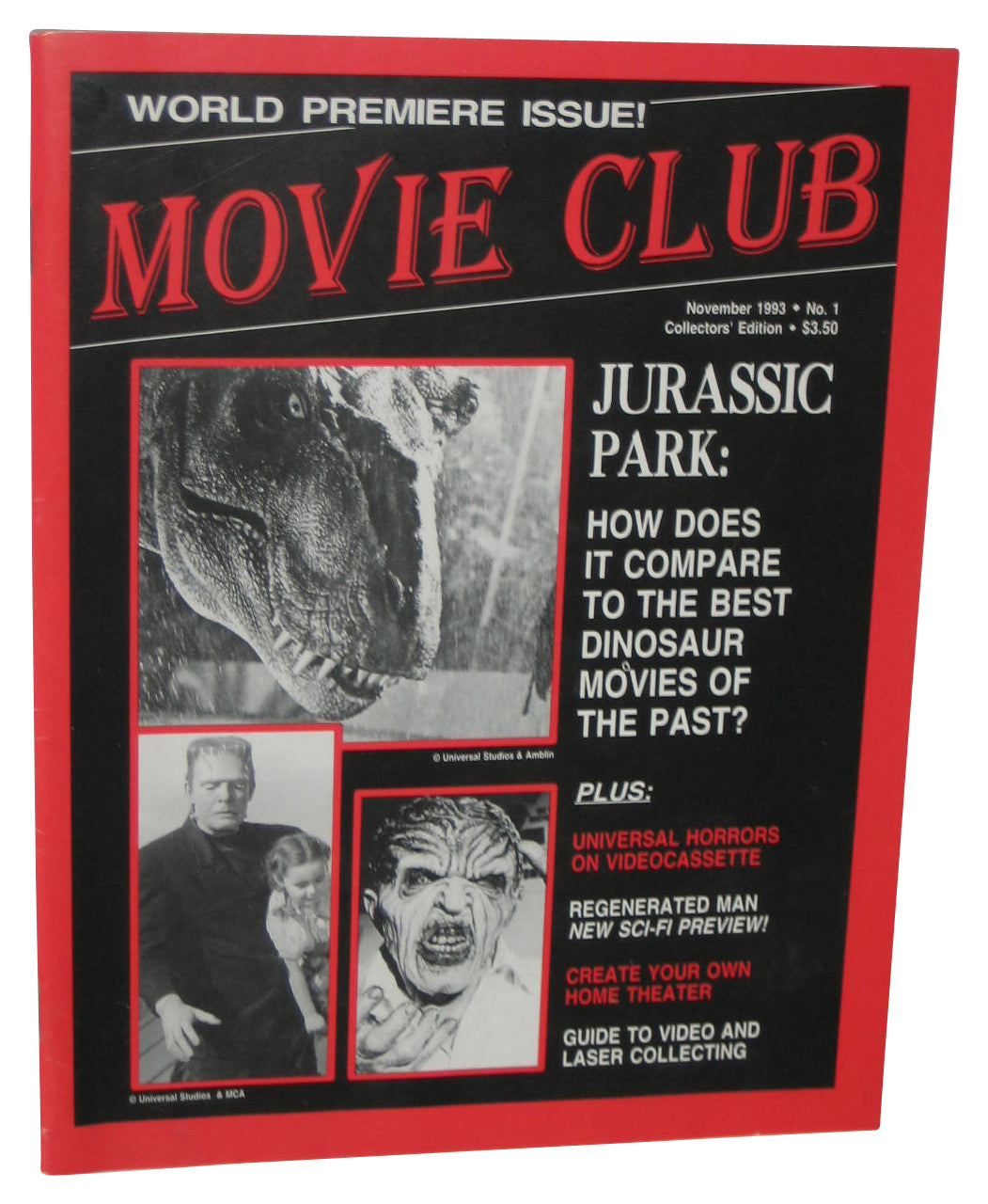 Movie Club November 1993 No. 1 Magazine Book - (Jurassic Park & Universal Studios Cover)