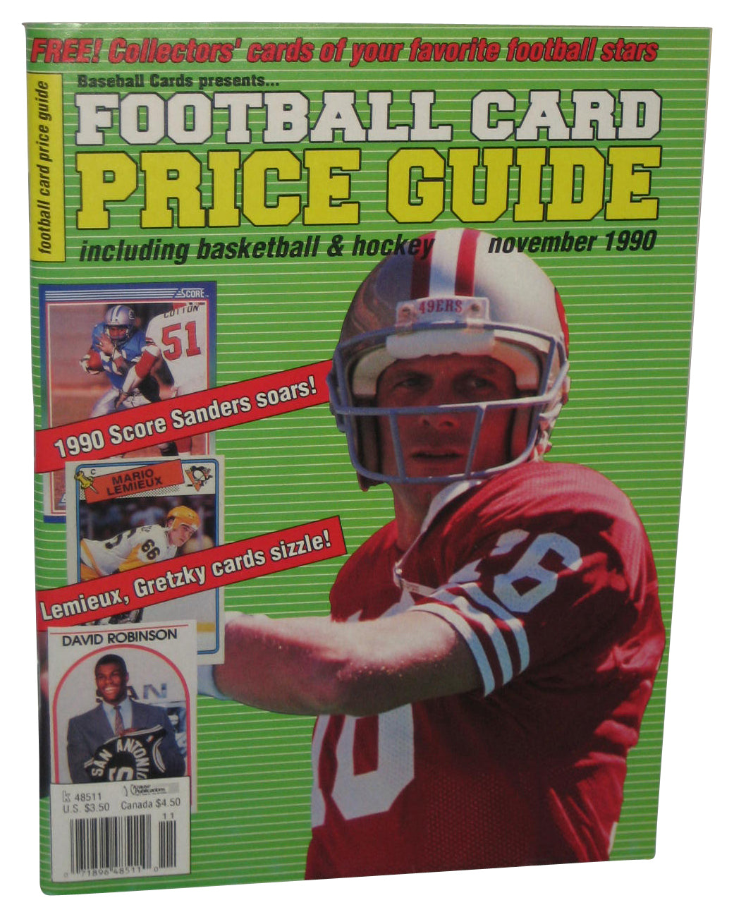 Football Card Price Guide November 1990 Magazine Book - (Joe Montana Cover)