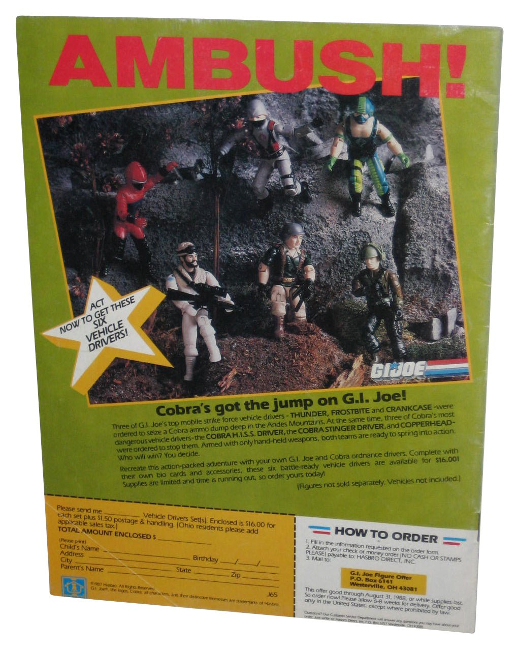 GI Joe A Real American Hero Winter 1988 Magazine Book w/ Action Poster