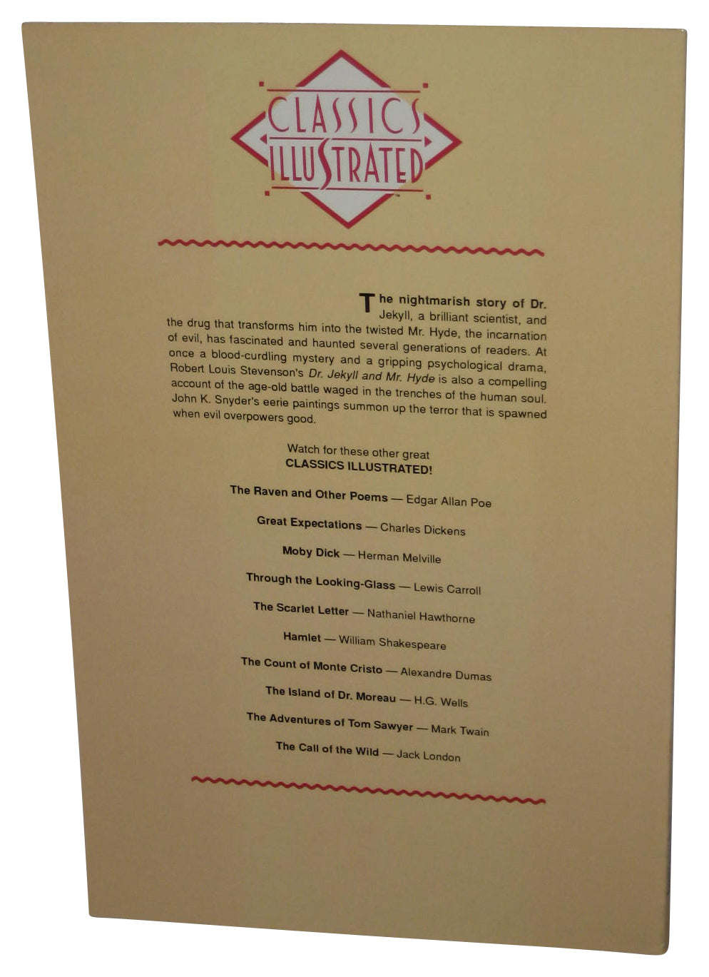 Classics Illustrated Dr. Jekyll & Mr. Hyde (1990) Paperback Book