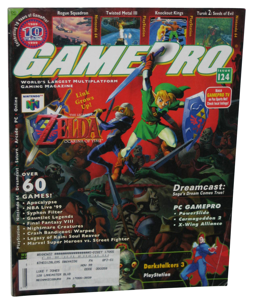 GamePro January 1999 Magazine Book #124 - (Zelda Ocarina of Time Cover)