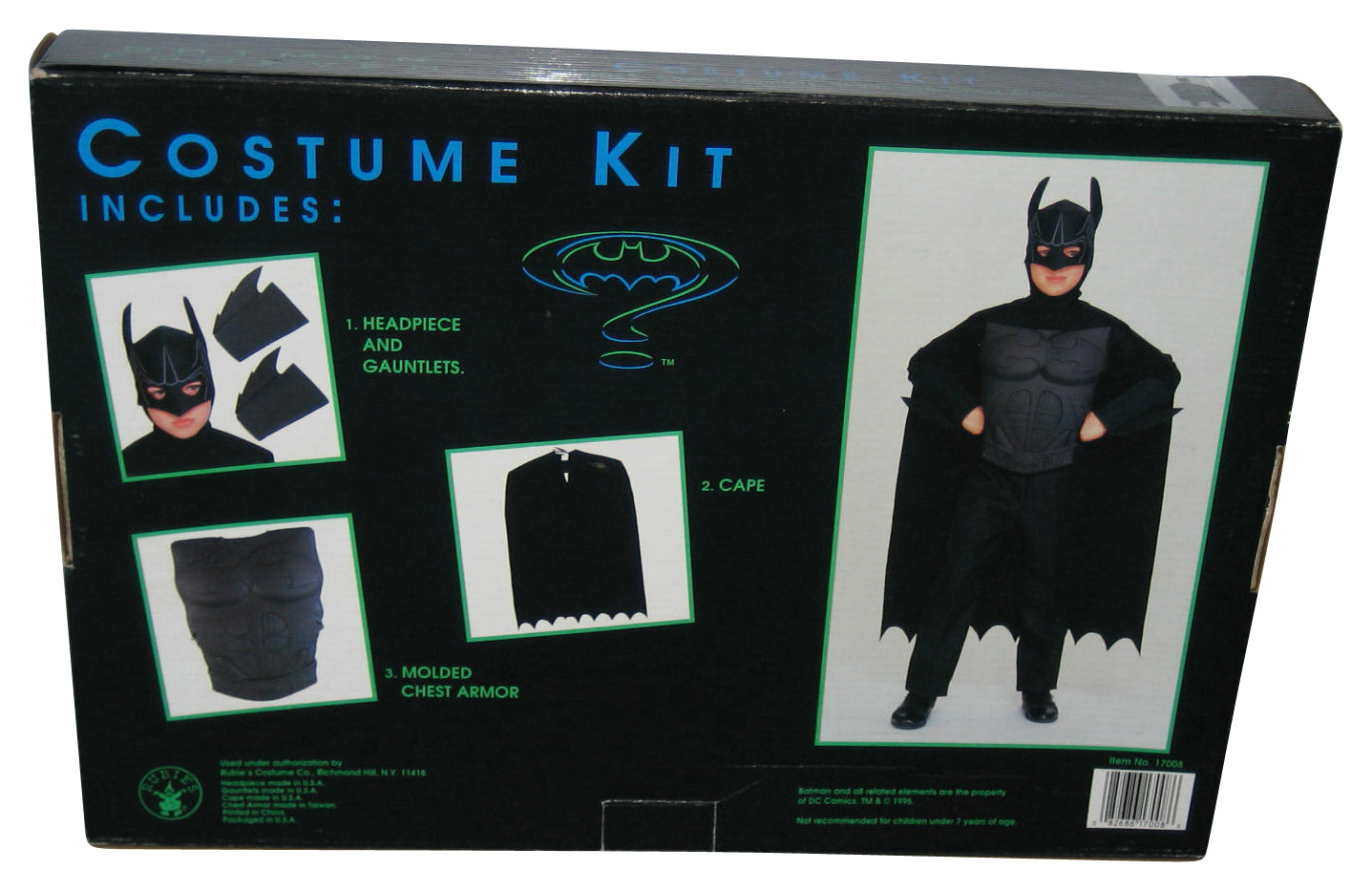 Batman Forever (1995) Rubie's Kids Costume Kit - (Cape, Gauntlets, Headpiece & Chest Armor)