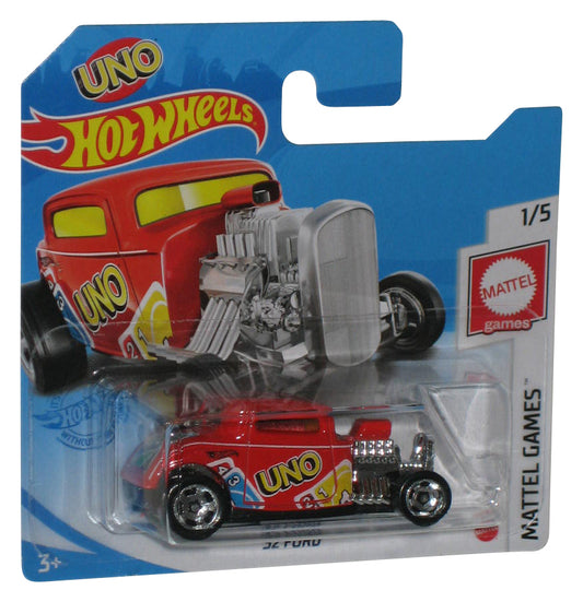 Hot Wheels Mattel Games 1/5 (2018) Red UNO '32 Ford Toy Car 27/250 - (Short Card)