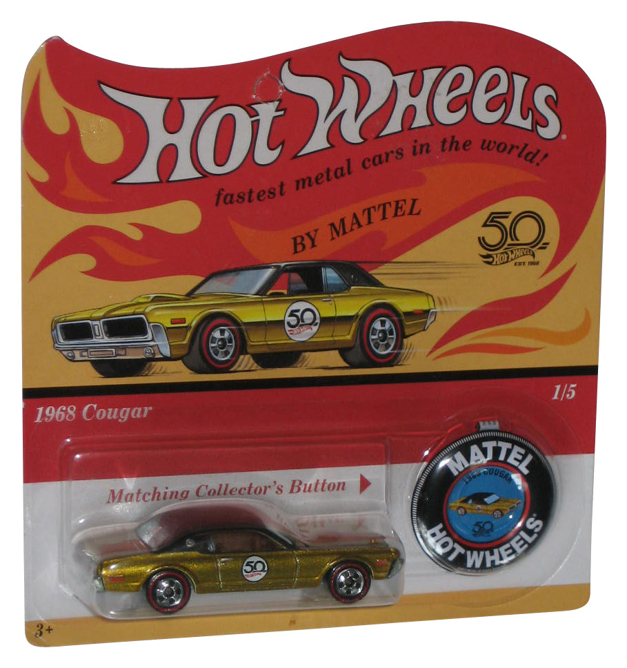 Hot Wheels Gold 1968 Cougar (2017) Mattel Toy Car 1/5 w/ Button
