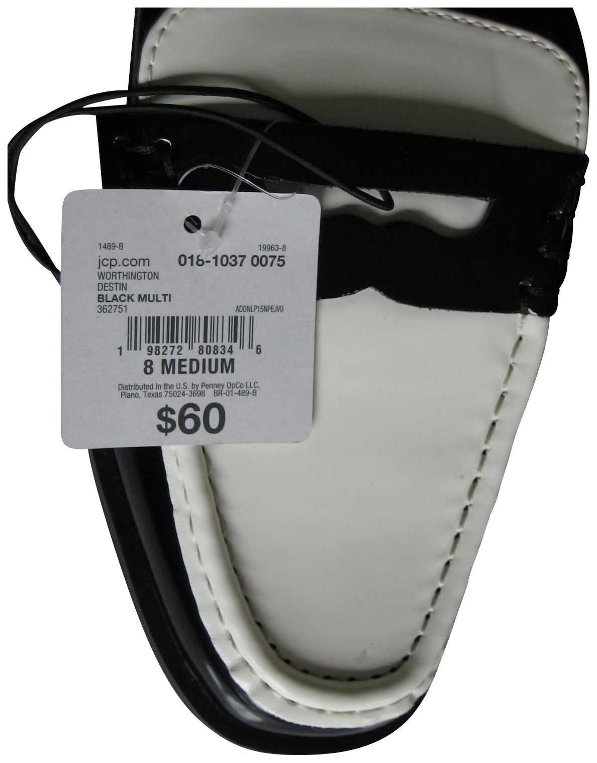 Worthington Destin Size 8 Medium Women Black & White Mules Slip On Penny Loafers