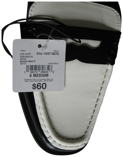 Worthington Destin Size 8 Medium Women Black & White Mules Slip On Penny Loafers