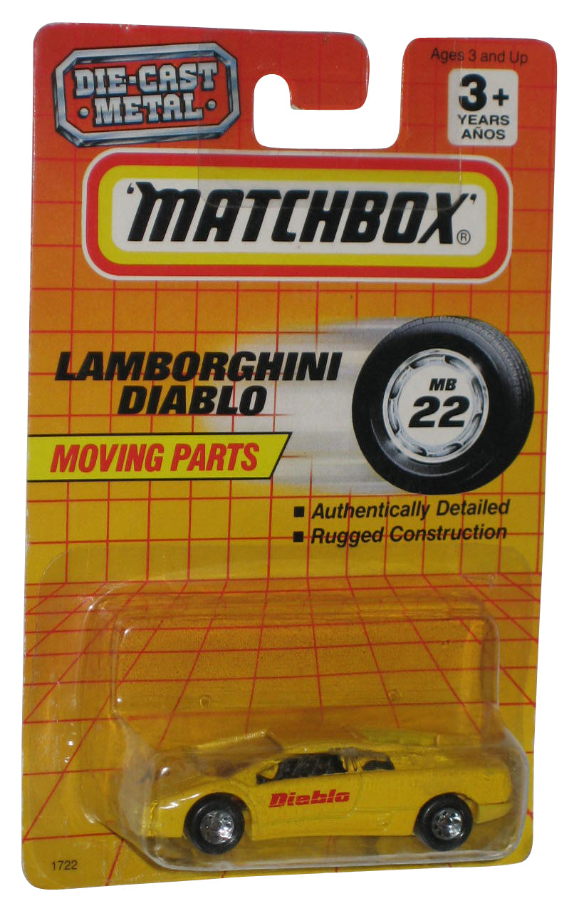 Matchbox Lamborghini Diablo (1993) Moving Parts Yellow Toy Car MB22