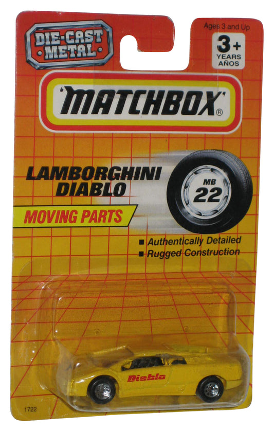 Matchbox Lamborghini Diablo (1993) Moving Parts Yellow Toy Car MB22