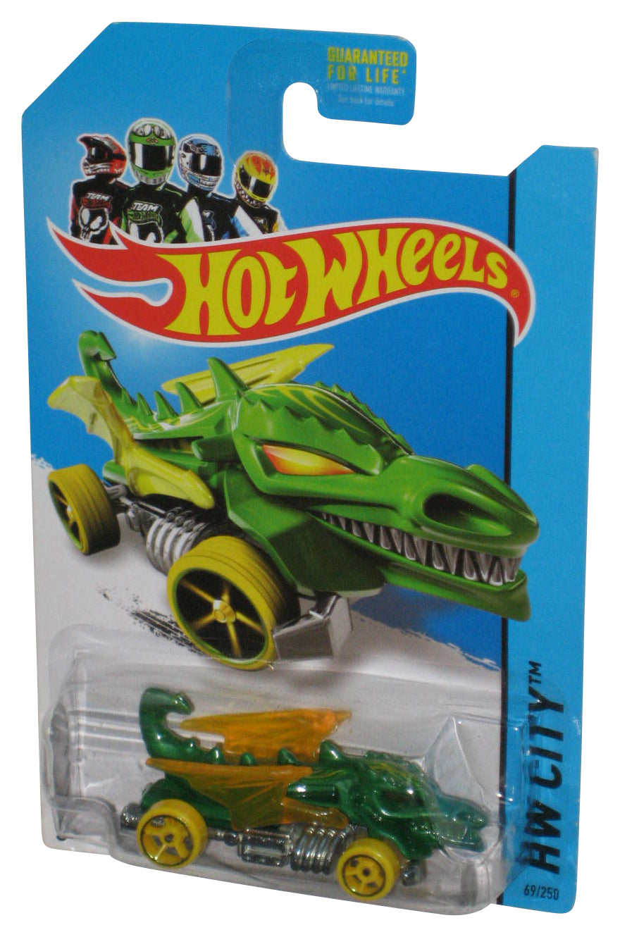 Hot Wheels HW City (2013) Green & Yellow Dragon Blaster Car 69/250 - (Dented Plastic)