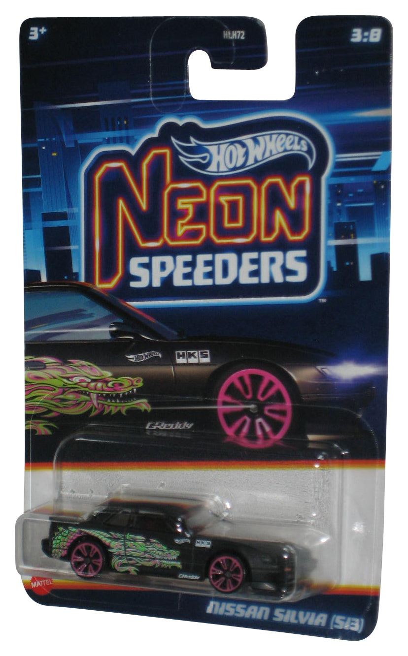 Hot Wheels Neon Speeders (2024) Black Nissan Silvia S13 Toy Car 3/8