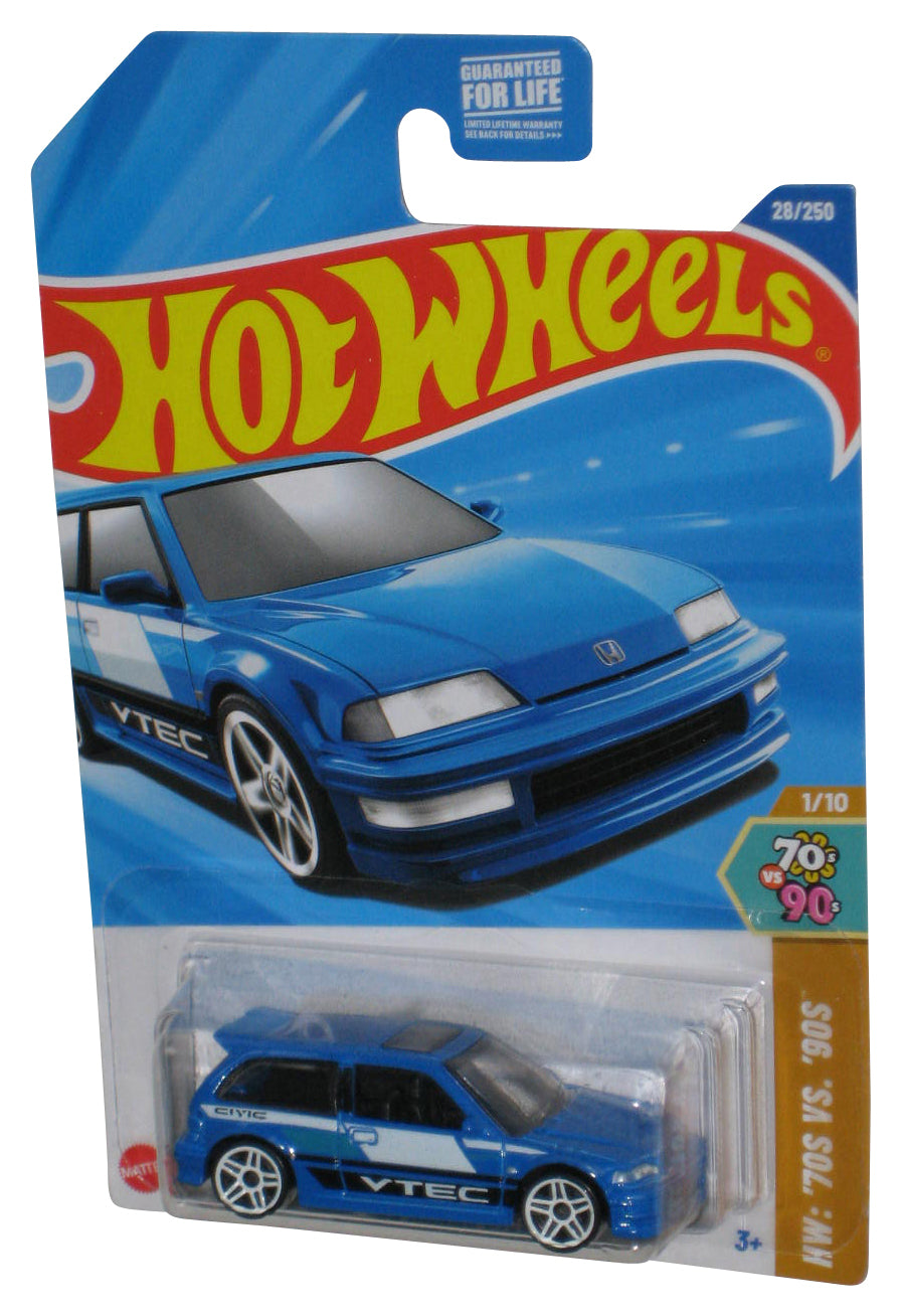 Hot Wheels HW 70s vs. 90s 1/10 (2024) Blue '90 Honda Civic EF Toy Car 28/250