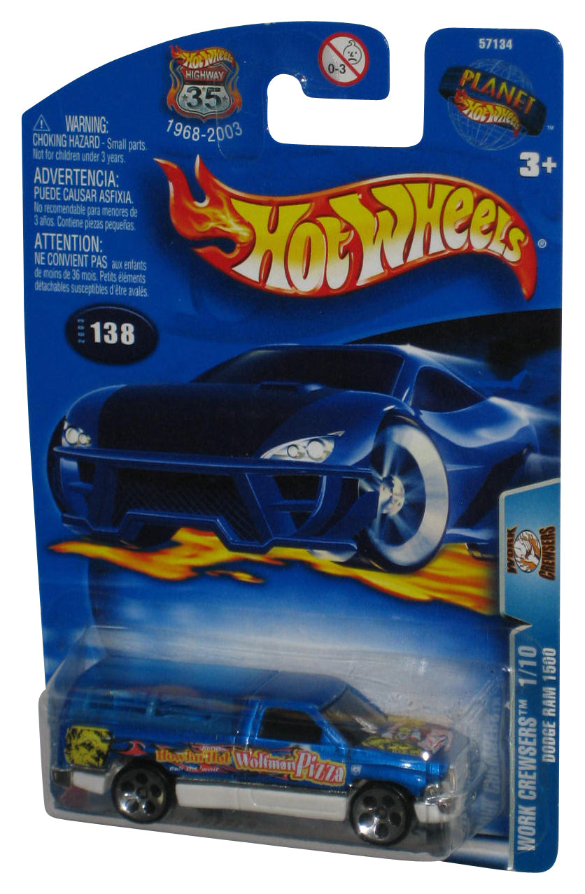 Hot Wheels Work Crewsers 1/10 (2003) Blue Dodge Ram 1500 Toy Truck #138
