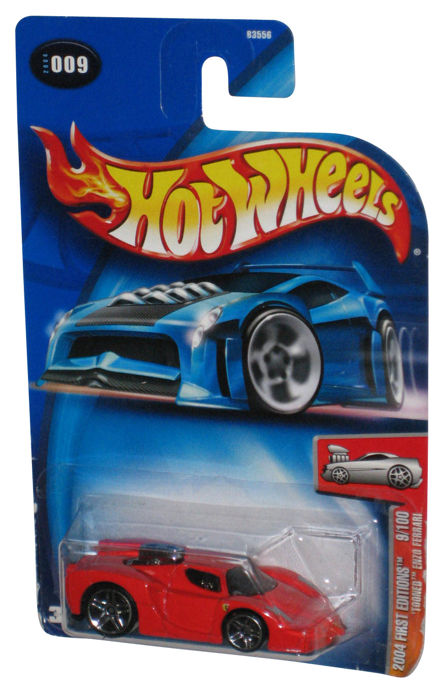 Hot Wheels 2004 First Editions 9/100 (2004) Red Tooned Enzo Ferrari Car #009 - (Card Wear)