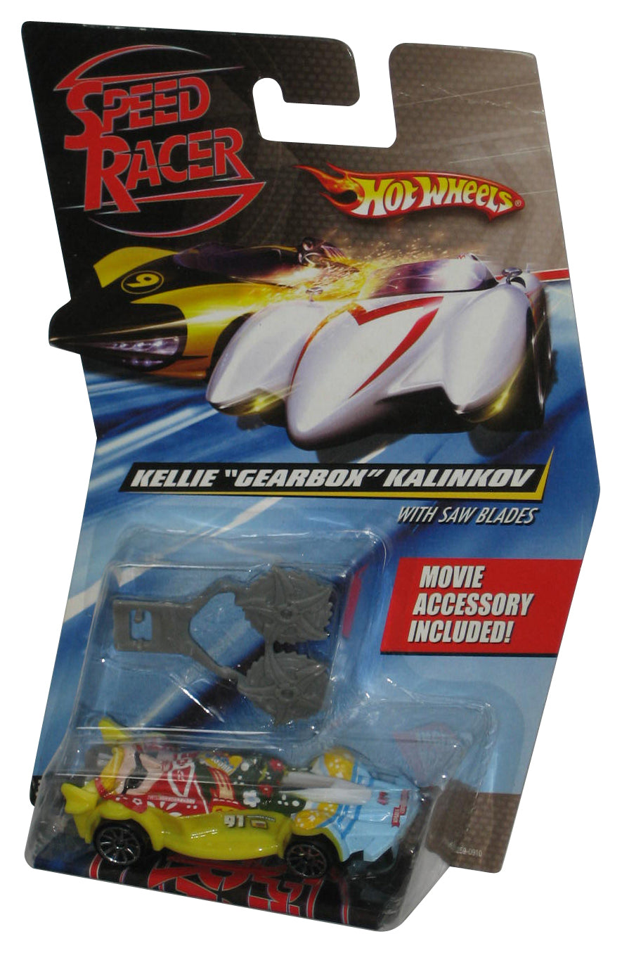 Speed Racer Movie Hot Wheels (2007) Mattel Kellie Gearbox Kalinkov Yellow Toy Car w/ Saw Blades