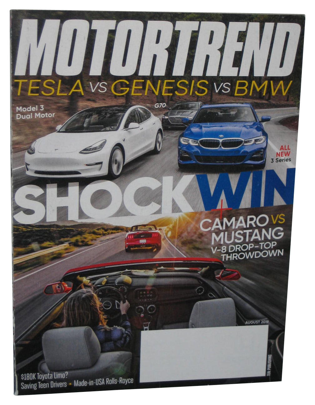 MotorTrend August 2019 Magazine Book - (Tesla vs Genesis vs BMW Cover)