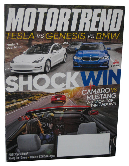 MotorTrend August 2019 Magazine Book - (Tesla vs Genesis vs BMW Cover)