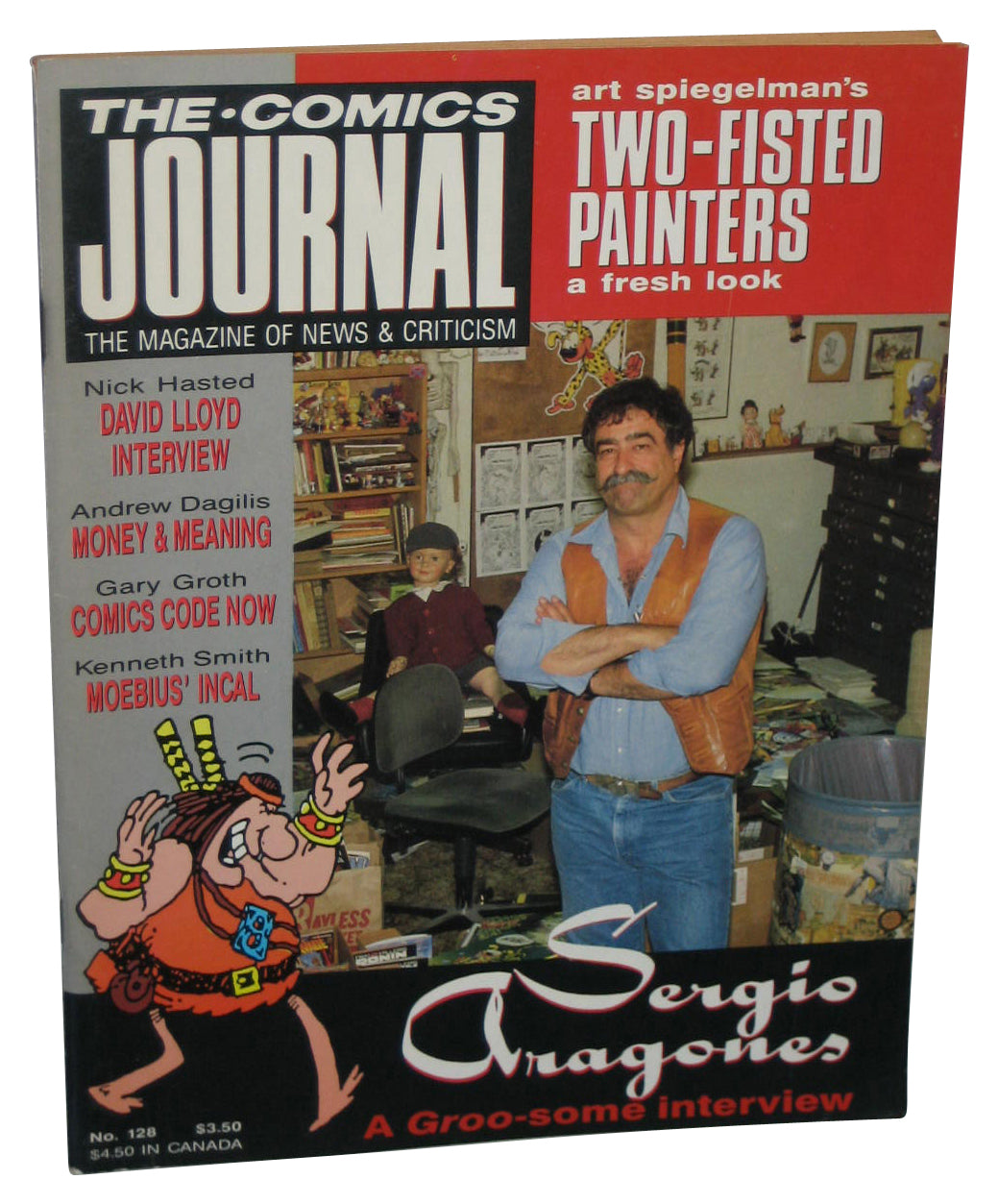The Comics Journal (1989) Paperback Magazine Book #128 - (Sergio Aragones Cover)