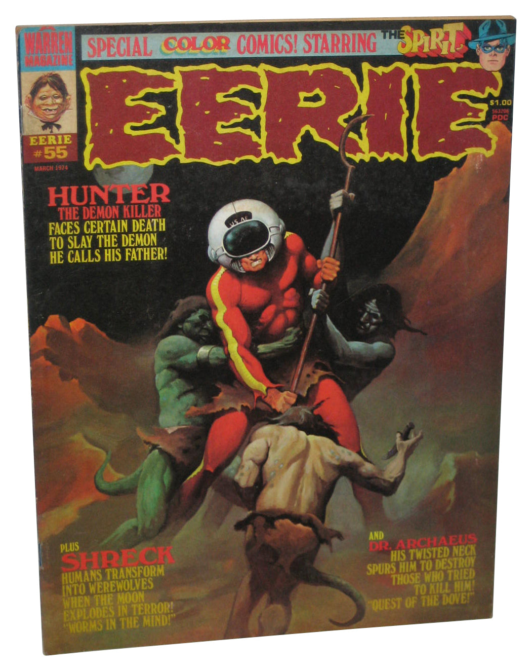 Eerie Warren March 1974 Magazine #55 - (Hunter The Demon Killer Cover)