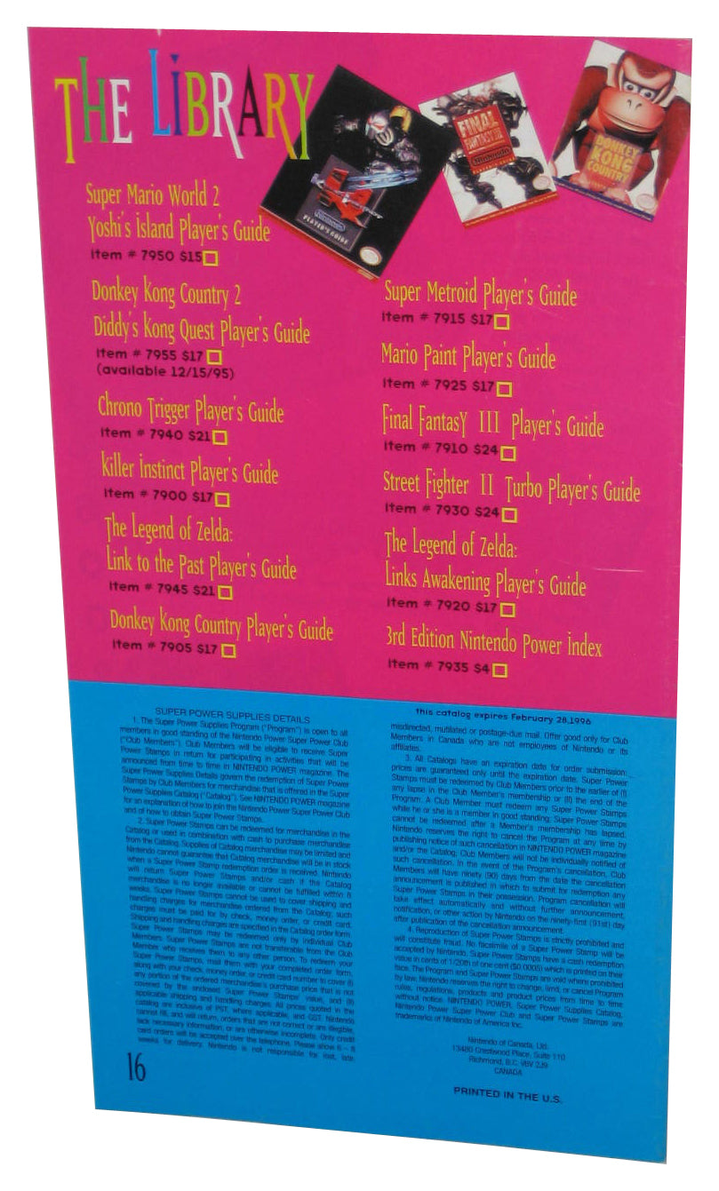 Nintendo Power Club Super Power Supplies Winter 1995 Video Game Catalog Book