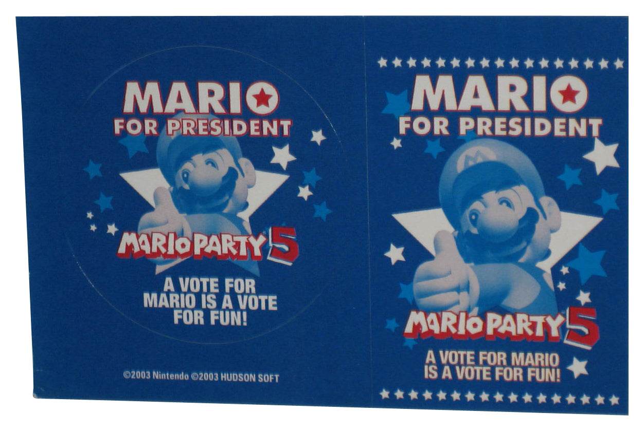 Nintendo Super Mario Party 5 (2003) Hudson Soft Vote For President Sticker