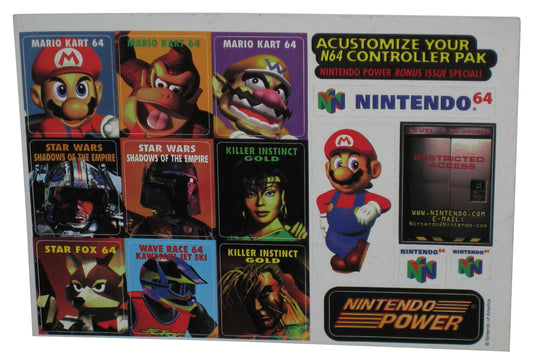 Nintendo Power Magazine Acustomize N64 Controller Pak Sticker Sheet
