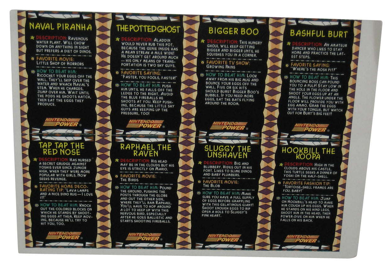 Nintendo Power Super Mario World 2 Yoshi's Island Uncut Card Sheet - (8 Cards)