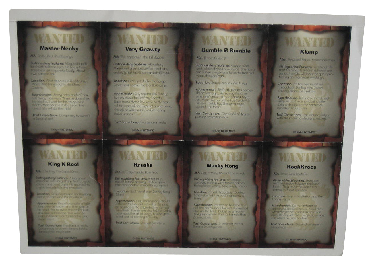 Nintendo Power Donkey Kong Country Card Sheet - (8 Cards)