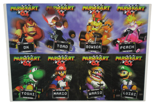 Nintendo Power Super Mario Kart 64 Uncut Card Sheet - (8 Cards)