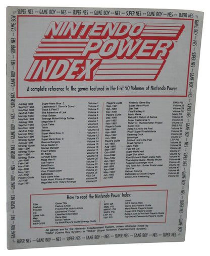Nintendo Power Index Super NES Game Boy Magazine Book - (References 50 Volumes)