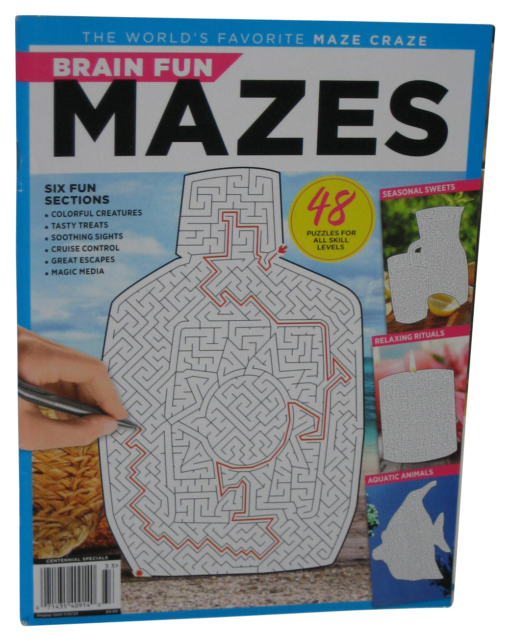Brain Fun Mazes (2023) Magazine Book - (48 Puzzles For All Skill Levels)