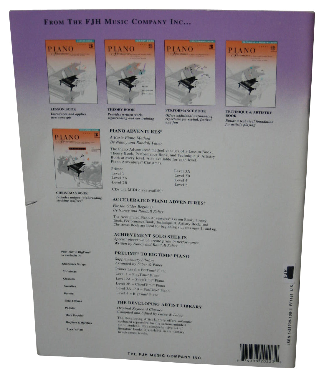 Piano Adventures Theory Level 3B (1998) FJH Music Paperback Book
