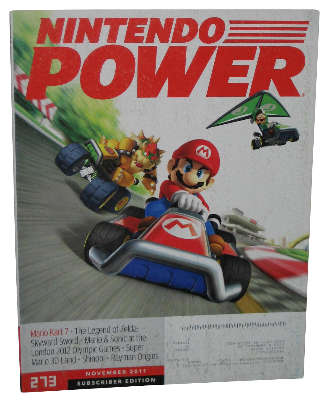 Nintendo Power November 2011 Magazine Book #273 w/ Shinobi Poster - (Super Mario Kart 7 Cover)