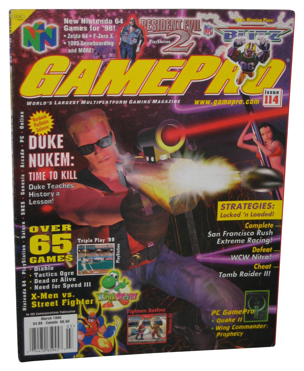 GamePro March 1998 Magazine Book #114 - (Duke Nukem Time To Kill Cover)