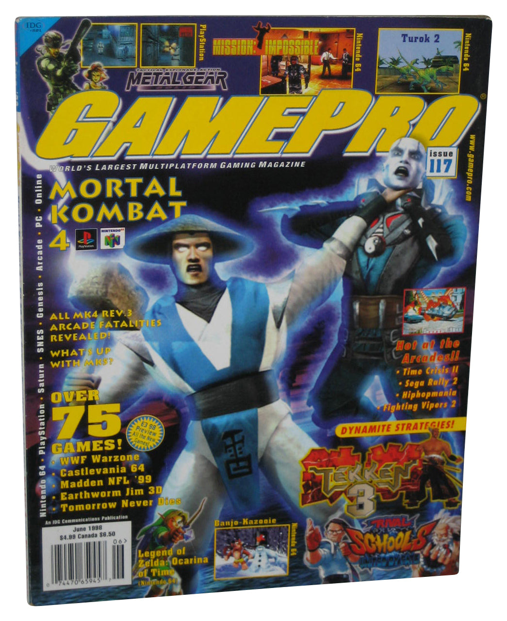 GamePro June 1998 Magazine Book #117 w/ Vigilante 8 Poster - (Mortal Kombat 4 Cover)