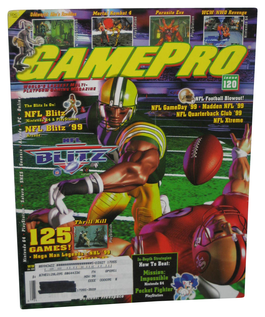 GamePro September 1998 Magazine Book #120 w/ Cardinal Syn Poster - (NFL Blitz Football Cover)