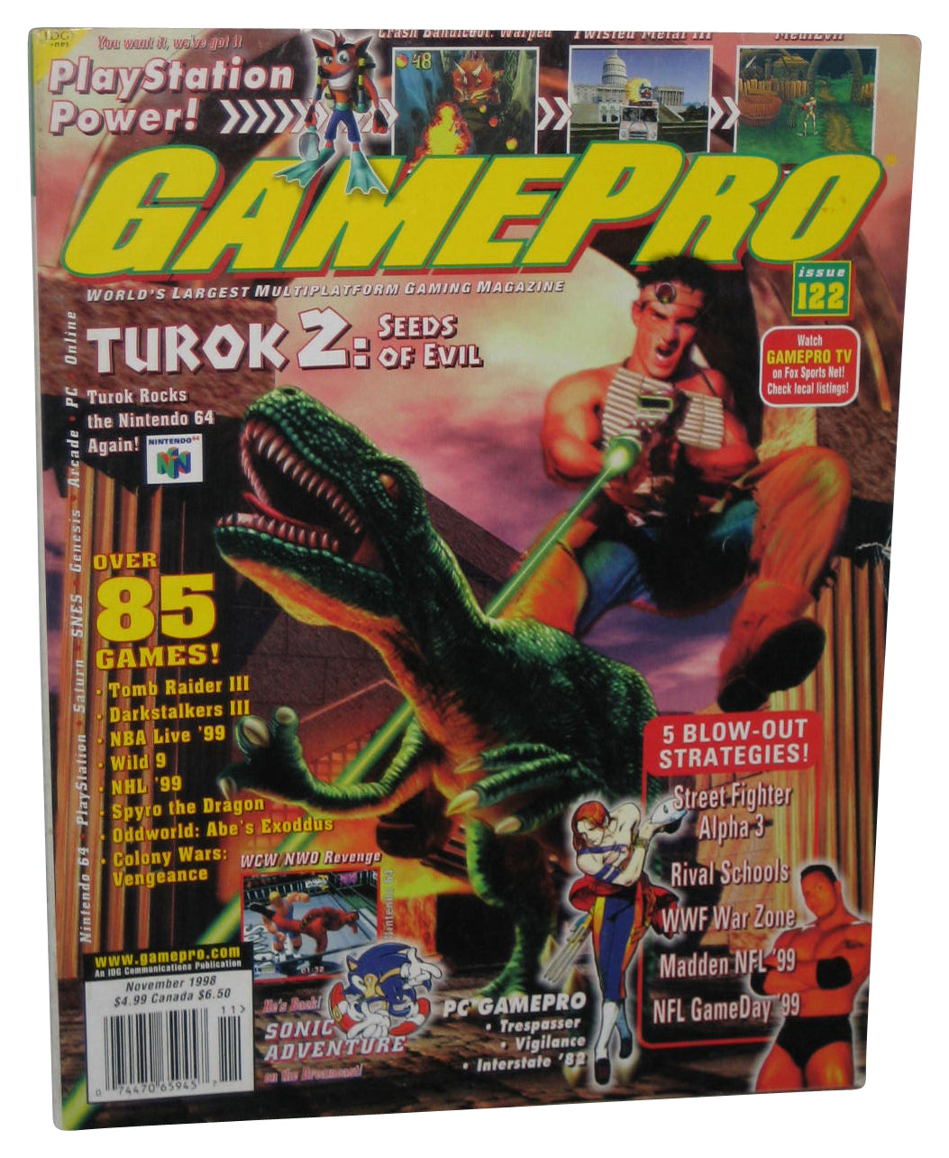 GamePro November 1998 Magazine Book #122 - (Turok 2 Seeds of Evil Cover)