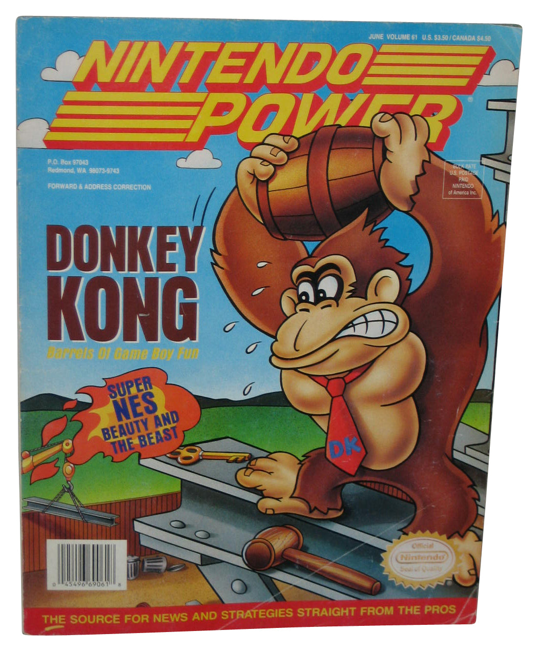 Nintendo Power June 1994 Vol. 61 Magazine Book w/ Cards & Poster - (Donkey Kong Gameboy Cover)