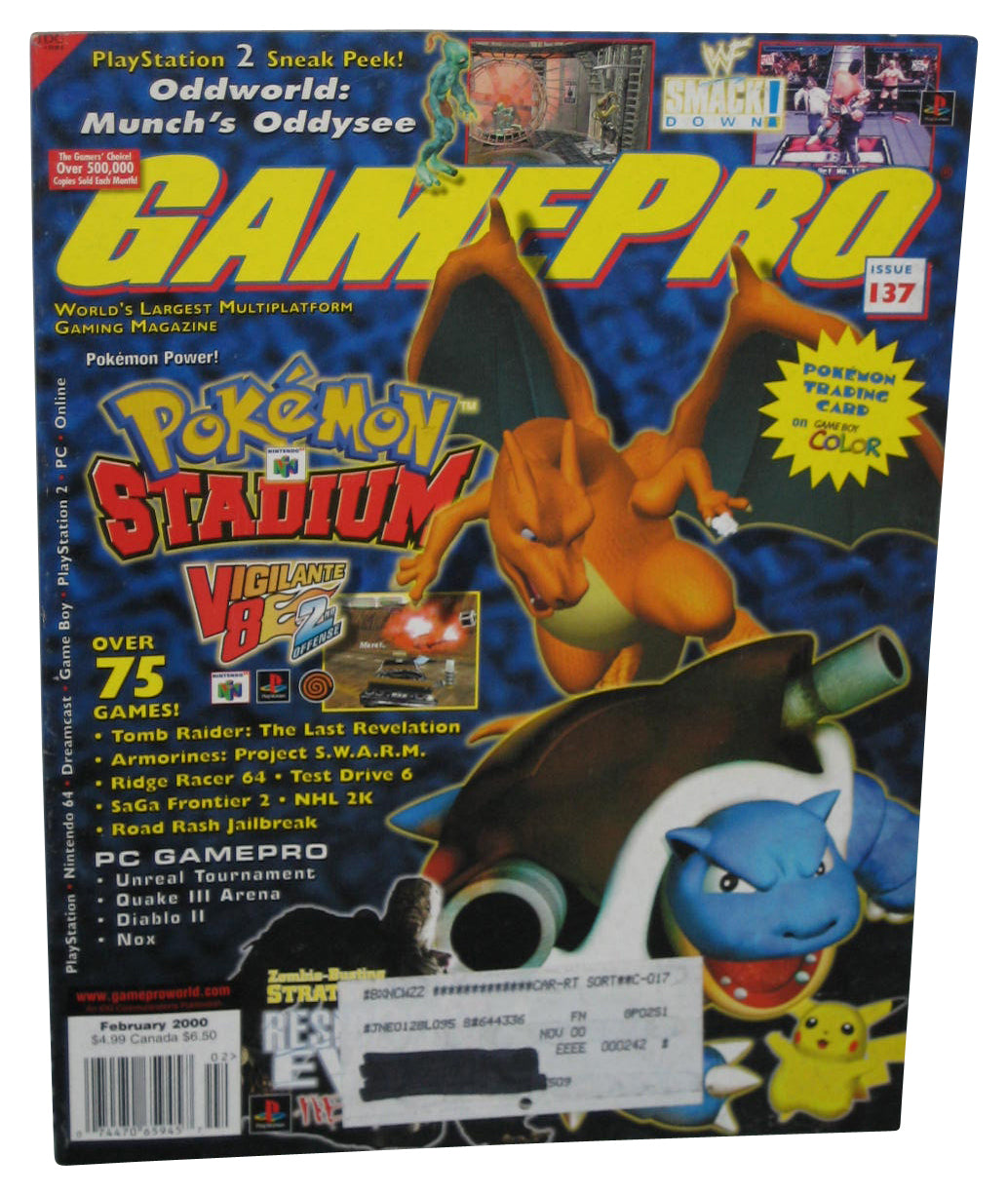 GamePro February 2000 Magazine Book #137 w/ Road Rash Jailbreak Poster - (Pokemon Stadium Cover)