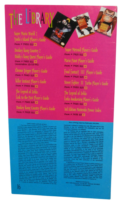 Nintendo Power Club Super Supplies Winter 1995 Video Game Catalog Book
